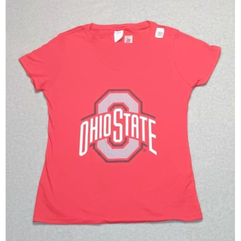 NWT! Port & Company Ohio State Buckeyes T-Shirt Women's S Red Short Sleeve VNeck